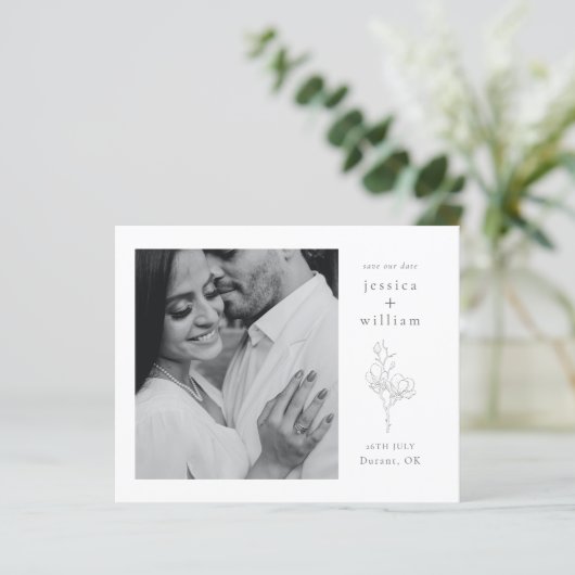 Papier Élégant noir & blanc Script photo Enregistrer la d (Debout devant)