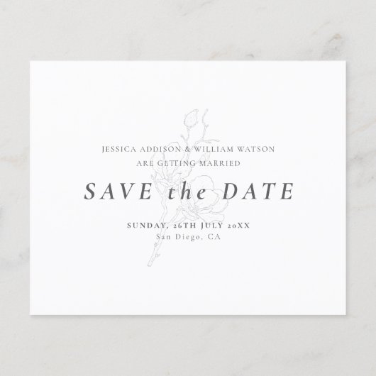 Papier Élégant noir & blanc Script photo Enregistrer la d (Dos)