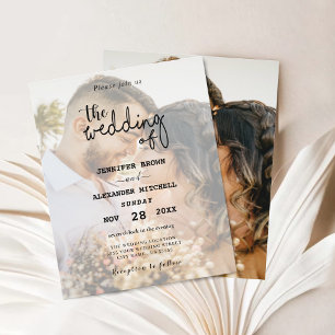Papier Elégant noir & blanc superposition photo mariage I