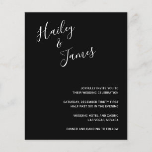 Papier Elégant Noir Moderne Mariage Budget Invitation