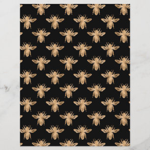Papier Élégant noir Motif de scrapbook abeille en or noir
