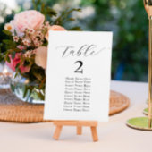 Papier Élégant Nombre de table Noms Noir Blanc Minimalist