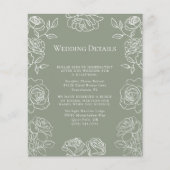 Papier Elégant Olive Green Français Rose Détails Mariage (Devant)