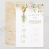 Papier Elégant or Floral Nom bébé Baby shower animal (Devant / Derrière)