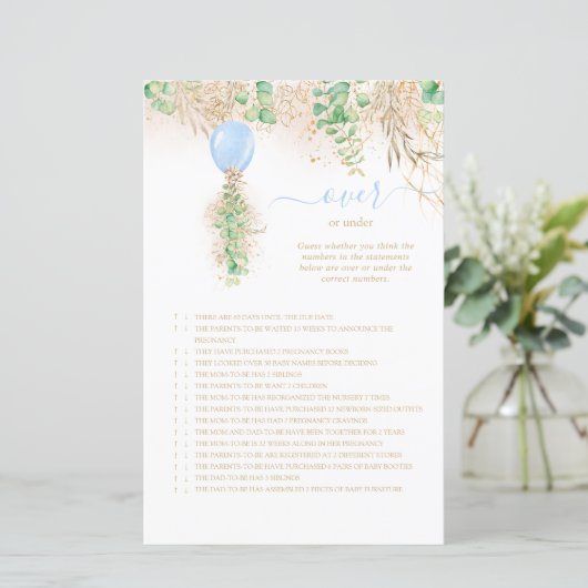 Papier Élégant Or Floral Sur Ou Sous Baby shower Jeu (Debout devant)