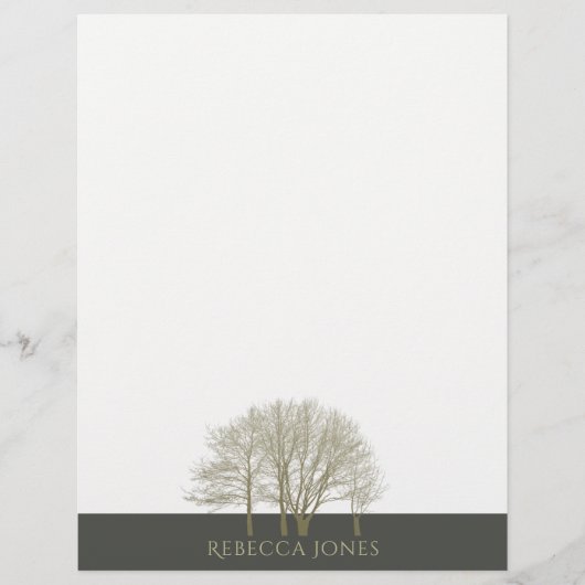 PAPIER ÉLÉGANT OR GRIS AUTOMNE ARBRES MONOGRAMME (Devant)