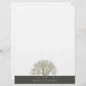 PAPIER ÉLÉGANT OR GRIS AUTOMNE ARBRES MONOGRAMME (Devant / Derrière)