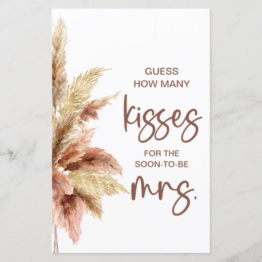 Papier Élégant Panneau de jeu Combien de baisers (Devant)