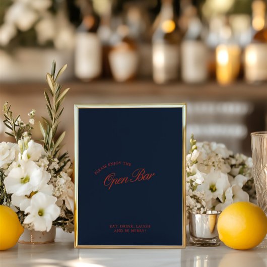 Papier Élégant panneau Mariage rouge & bleu profond Open