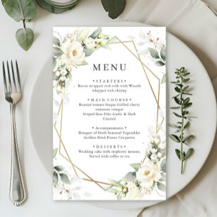 Papier Elégant Pastel White Roses Eucalyptus Mariage