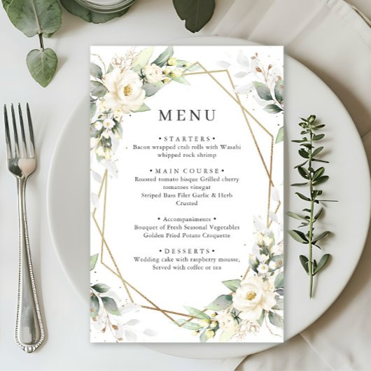 Papier Elégant Pastel White Roses Eucalyptus Mariage