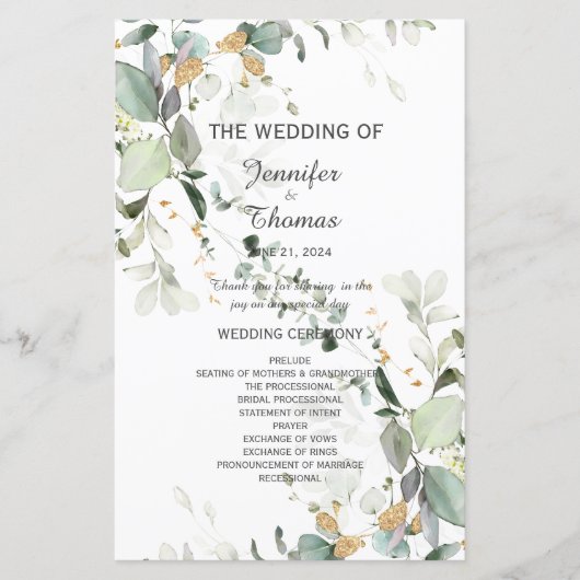 Papier Élégant paysage botanique d'Eucalyptus (Devant)