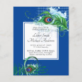 Papier Elégant PEACOCK FEATHER Mariage Inviter BUDGET (Devant)
