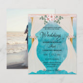 Papier Elégant Plage Bord de mer Tulle Arbor Mariage phot (Devant / Derrière)