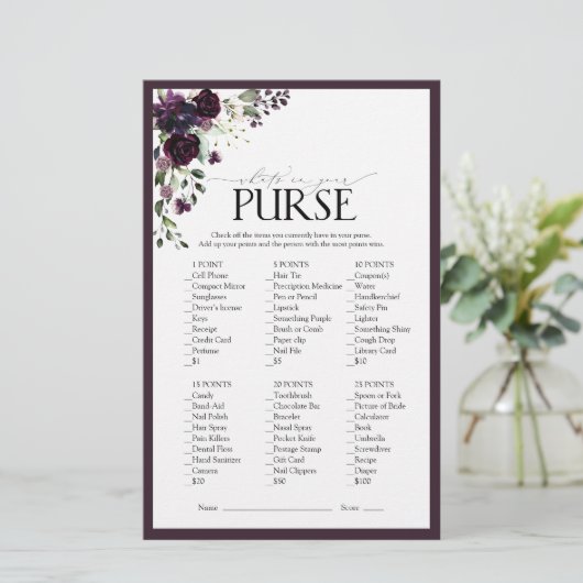 Papier Élégant Plum violet Fête des mariées florale Jeu (Debout devant)