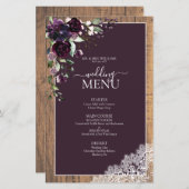 Papier Élégant Plum violet rustique Mariage Script (Devant / Derrière)