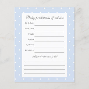 Papier Élégant Pois Baby Boy Shower Guesser Jeu