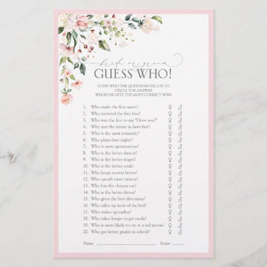 Papier Elégant rose aquarelle Fête des mariées florale Je (Devant)