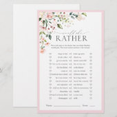 Papier Elégant rose aquarelle Fête des mariées florale Je (Devant / Derrière)