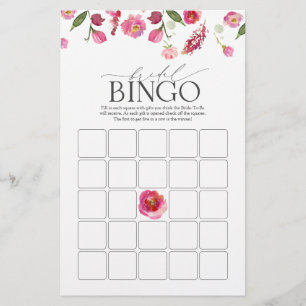 Papier Élégant rose Aquarelle Fleurs de Bingo de la nupti
