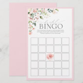 Papier Elégant rose Aquarelle Florale Bridal Jeu de Bingo (Devant / Derrière)