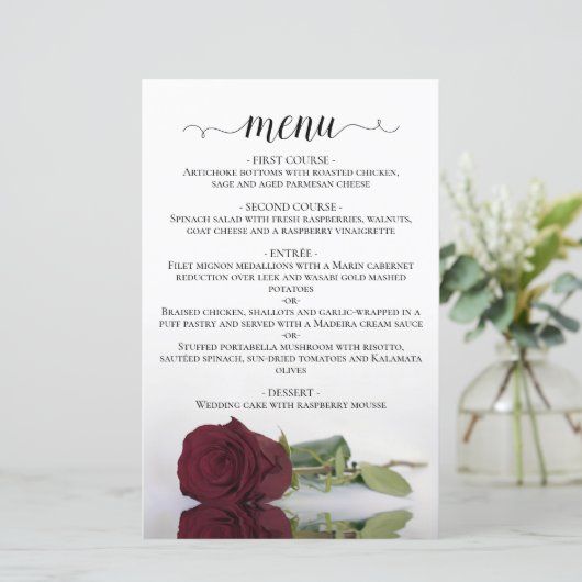 Papier Elégant Rose Bourgogne Romantique Budget Mariage M (Debout devant)