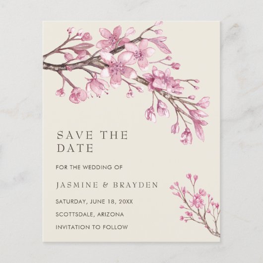 Papier Élégant Rose Floral Budget Mariage Enregistrer La  (Devant)