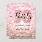 Papier Élégant Rose Gold 30e anniversaire Invitation de f (Devant / Derrière)