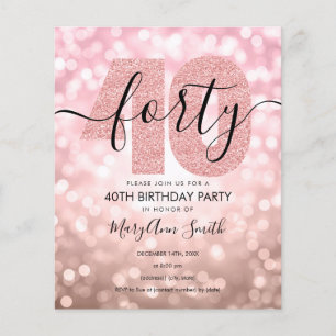 Papier Élégant Rose Gold 40e anniversaire Invitation de f