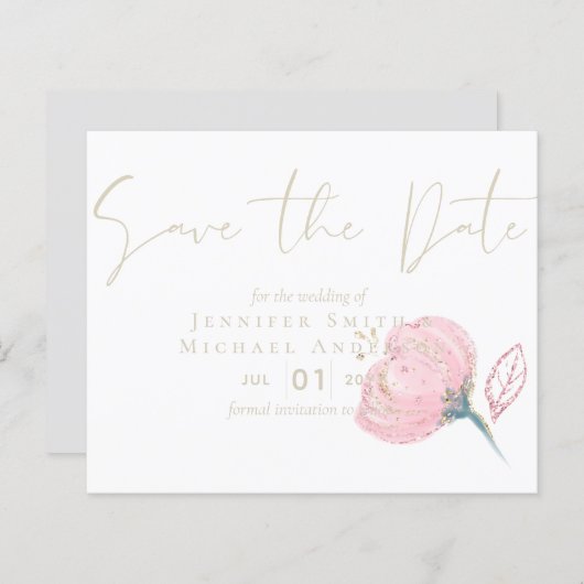 Papier Élégant Rose or moderne Mariage Étincelle (Devant / Derrière)