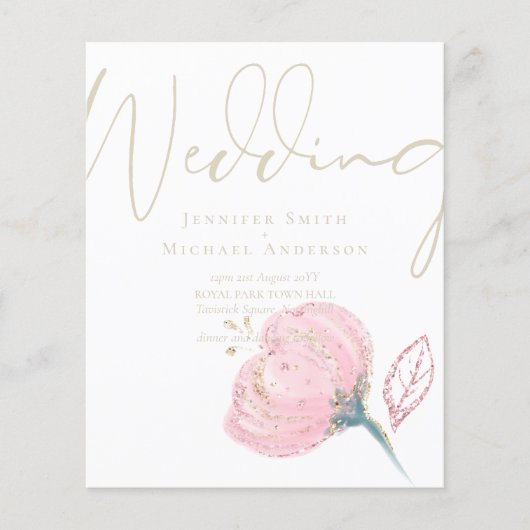 Papier Élégant Rose or moderne Mariage Étincelle (Devant)