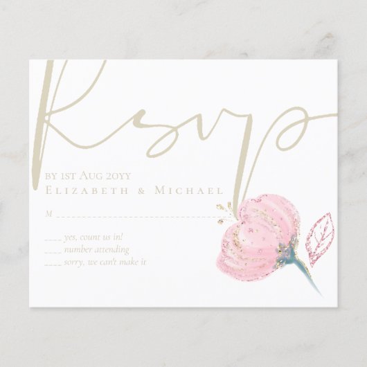 Papier Élégant Rose or moderne Mariage Étincelle (Devant)