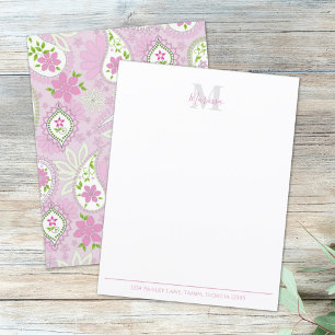 Papier Élégant rose Paisley élégant Preppy Monogramme