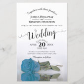 Papier Élégant Rose Sky Blue BUDGET Faire-part de mariage (Devant)