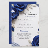 Papier Elégant Roses bleu marine et Mariage Parties scint (Devant / Derrière)