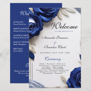 Papier Elégant Roses bleu marine et Mariage Parties scint