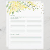 Papier Elégant Roses Jaunes Fête des mariées Florale Rece (Devant / Derrière)