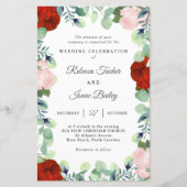 Papier Elégant Rouge Bleu Rose Faire-part de mariage de v (Devant)