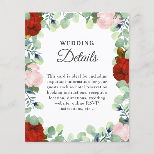 Papier Elégant Rouge Blush Rose Greenery Détails du Maria (Devant)