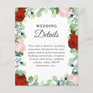 Papier Elégant Rouge Blush Rose Greenery Détails du Maria