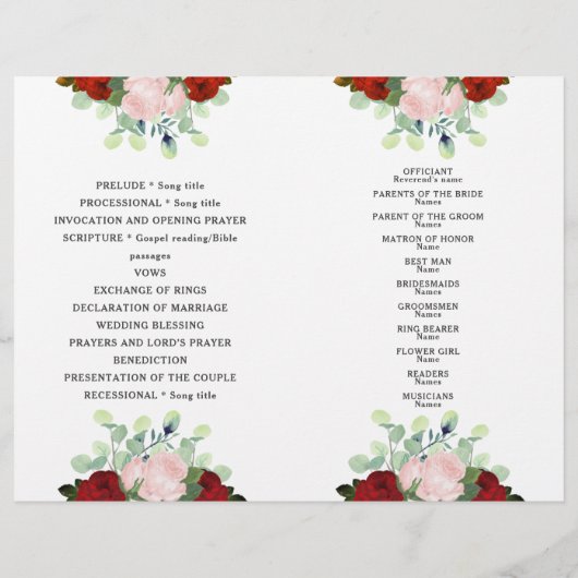 Papier Élégant Rouge Blush Rose Mariage vert plié (Dos)