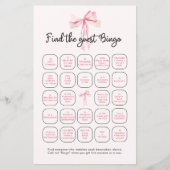 Papier Élégant Ruban Rose Trouver Le Jeu De Bingo Invité (Devant)