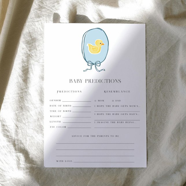Papier Elégant Rubber Ducky Prédictions Baby shower Jeu (Elegant meets cute rubber ducky Baby Shower game of Baby Predictions.)