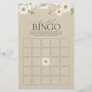 Papier Elégant Rustic Watercolor Daisy Bridal Bingo Jeu