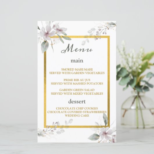 Papier Elégant Rustique Dusty Fleurs blanches Aquarelle O (Debout devant)