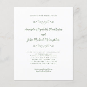 Papier Elégant Sage Green Budget Mariage Chic Invitation