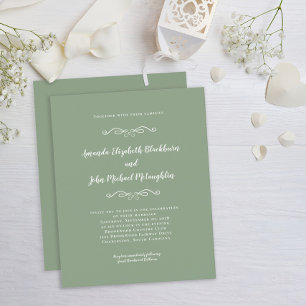 Papier Elegant Sage Green White Budget Wedding Invitation