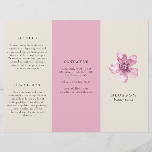 Papier Elégant salon rose cerisier en fleurs Tripli Broch (Devant)