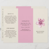 Papier Elégant salon rose cerisier en fleurs Tripli Broch (Devant / Derrière)
