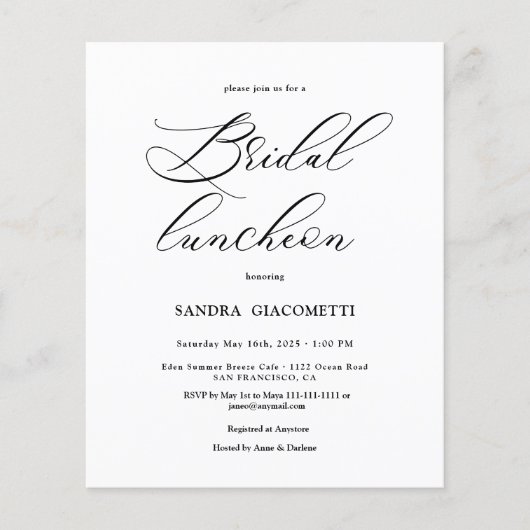 Papier Elegant Script Bridal luncheon Invitation (Devant)